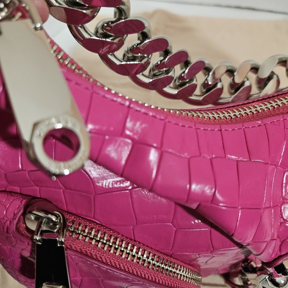 Hot Pink Rebecca Minkoff Julian Max Leather Croissant Hobo bag NEW $329 Retail - Picture 6 of 10